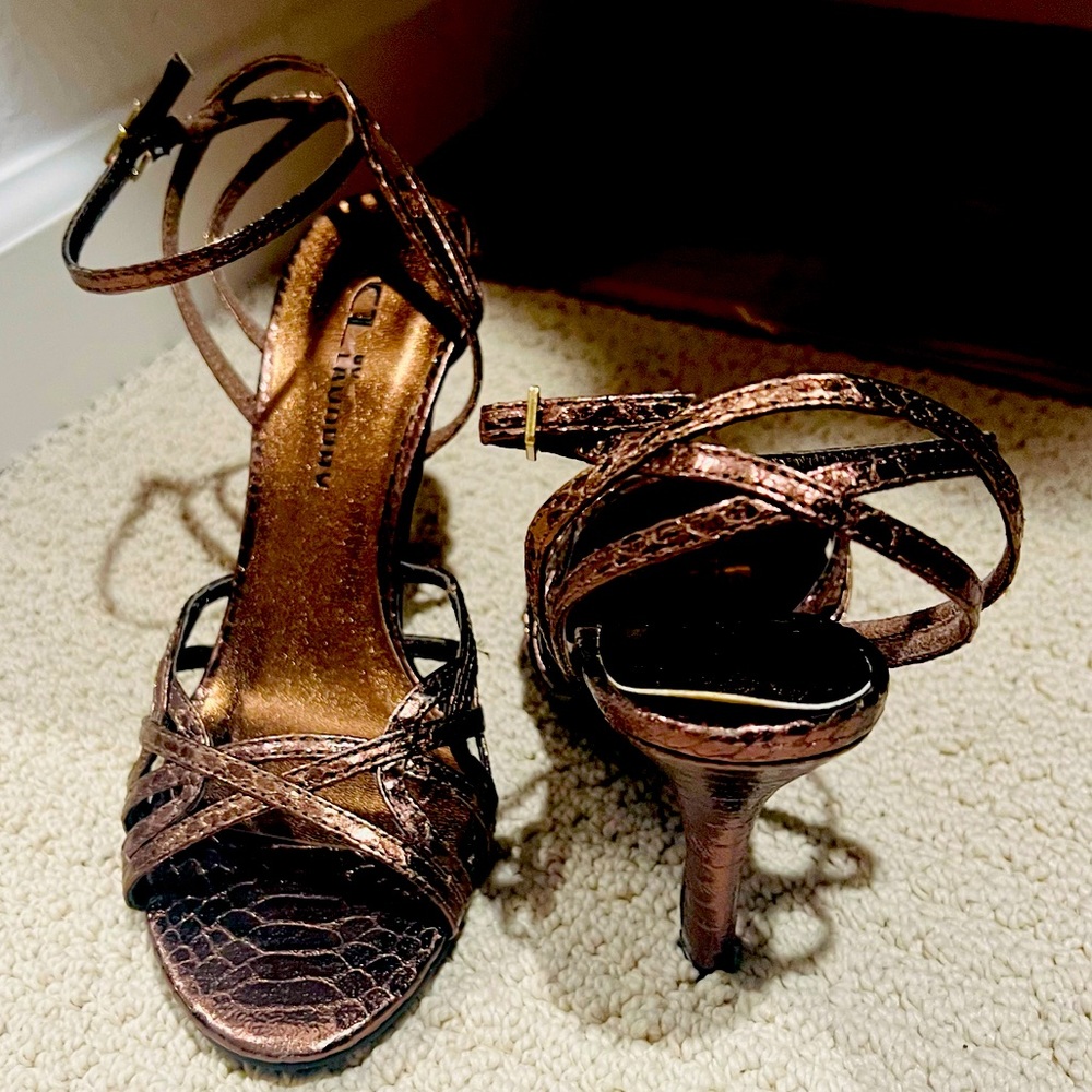 Copper strappy heels